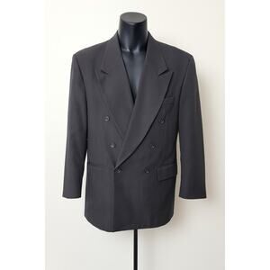 Julian Loren Men’s 44R Double Breasted Black Suit Jacket Blazer Classic‎ Formal